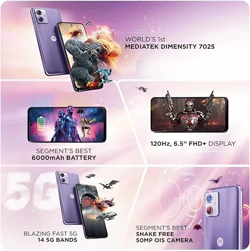 Motorola G64 5G (Ice Lilac, 12GB RAM, 256GB Storage) | Expandable Upto 2TB | Upto 24GB RAM with RAM Boost | 50MP (OIS) + 8MP | 16MP Front Camera | MediaTek Dimensity 7025 Processor | 6000 mAh Battery - Image 2