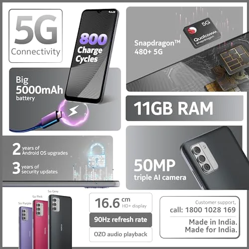 Nokia G42 5G | Snapdragon® 480+ 5G | 50MP Triple AI Camera | 11GB RAM (6GB RAM + 5GB Virtual RAM) | 128GB Storage | 5000mAh Battery | 2 Years Android Upgrades | 20W Charger Included | So Grey - Image 5