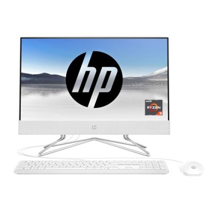 HP All-in-One PC AMD Ryzen 3 3250U 21.5 inch(54.6cm) FHD 8GB RAM, 512GB SSD, AMD Radeon Graphics, White Wired Keyboard Mouse Combo (Windows 11, MSO, Snow White, 5.7 Kg) 22-dd0304in