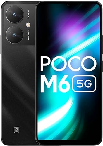 POCO M6 5G (Galactic Black,6GB RAM, 128GB Storage) | MediaTek Dimensity 6100+ 5G Processor | 5000 mAh Battery + 18W Fast Charging | 50 MP AI Dual-Camera System & Side Fingerprint Sensor