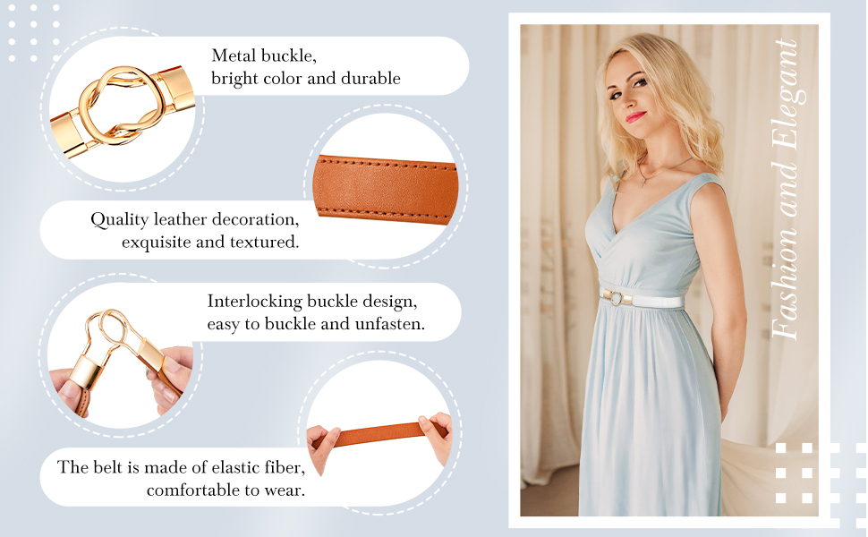 Women's Leather Belt Fashionable Ladies' Formal Casual Stylish Waist Trendy with Buckle