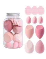 10Pcs Makeup Sponges Set With Storage Jar,Including 4 Blenders, 3 Mini Beauty Blenders, Makeup Sponge Set Blender With 3 Finger Puff Flowless For Liquid Cream and Powder Easy to use Latex Free