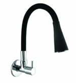 10X Sink Tap for Kitchen BL-9876 Flexible Neck Black Color Wall Mount, Chrome Finish (Double Flow), Metal