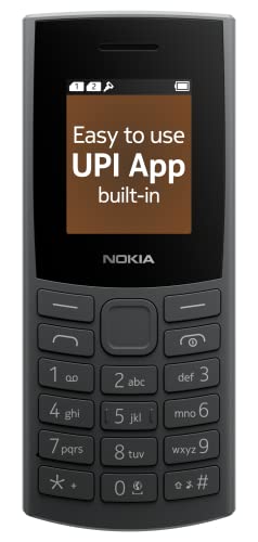 Nokia 106 4G Keypad Phone with 4G, Built-in UPI Payments App, Long-Lasting Battery, Wireless FM Radio & MP3 player, and MicroSD card slot | Charcoal