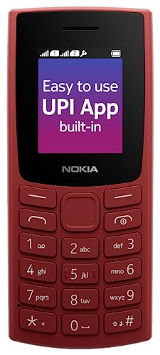 Nokia 106 Single Sim, Keypad Phone with Built-in UPI Payments App, Long-Lasting Battery, Wireless FM Radio & MP3 Player, and MicroSD Card Slot | Red