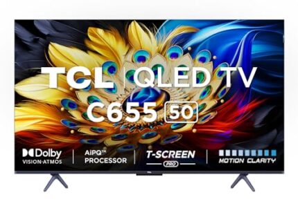 TCL 126 cm (50 inches) 4K Ultra HD Smart QLED Google TV 50C655 (Black)