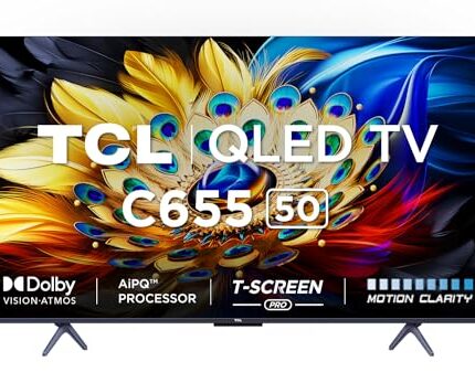 TCL 126 cm (50 inches) 4K Ultra HD Smart QLED Google TV 50C655 (Black)