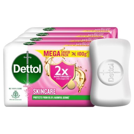 Dettol Skincare Moisturizing Beauty Bathing Soap Bar with Argan Oil (400gm) | Softer Skin, 100gm, Pack of 4