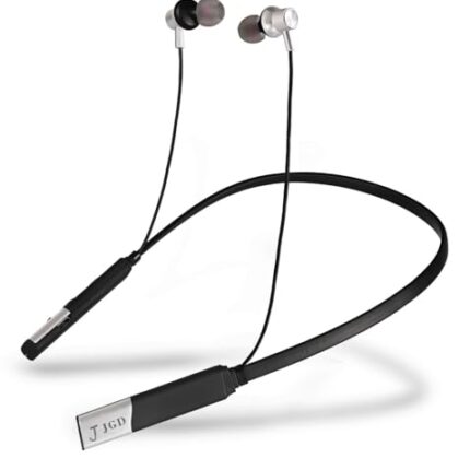 JGD Boom Z1 Bluetooth 5.0 Neckband with Up to 25 Hours Playtime and Hi-Fi Stereo Sound in Ear Dual Pairing, Magnetic earpiece,Voice Assistant with Mic (Matte Black)