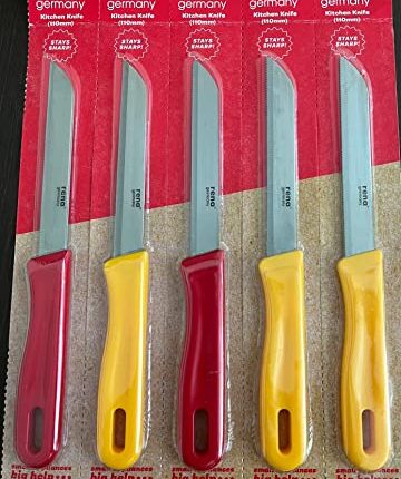 rena germany Stainless Steel Kitchen Knife Set, Serrated Knife Set, Multipurpose Utility Knives for Household, Professional Quality for Cooking and Baking (110 mm, 5)