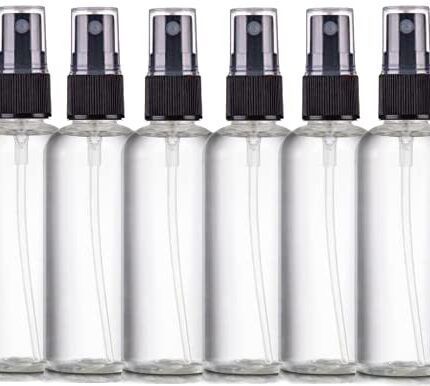Clenom Multipurpose Refillable Fine Black Mist Spray Empty Transparent Bottle, 100ml (Pack of 6) for Beauty & Personal Care, Face Moisturizing, Hair Moisturizing, Plants, Electronic Gadgets, Cleaning
