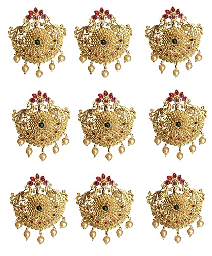 Arnavira® Gold Plated Antique Hair Jewelery Choti Jadai Billai,Hair Brooch With Hook Temple Jadai Wedding Bridal Jewellery