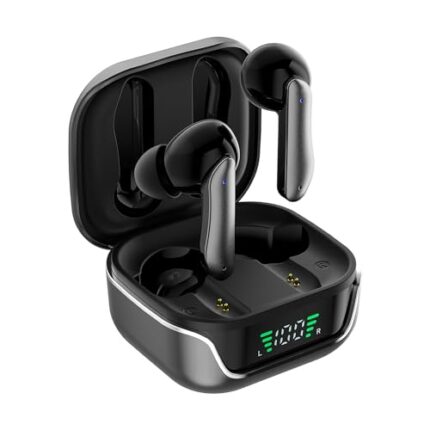 amazon basics TWS in-Ear Earbuds (AB-T01A) with Fast Charging up to 50 Hours of Playtime | Dual 10mm Driver | IPX4 Water-Resistance | Bluetooth 5.3 | Charging Case with Mic | Touch Control (Black)