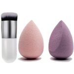 2 Pcs Makeup Sponge Set Blender Beauty Foundation Blending Sponge, Flawless for Liquid, Cream, and Powder, Multi-colored Makeup Sponges and Round Makeup Brush