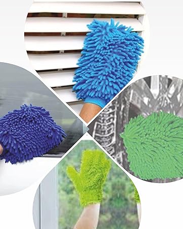 Microfiber chenille wash mitt cleaning gloves