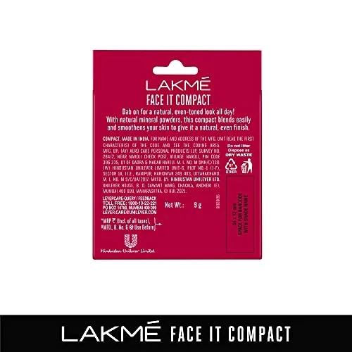 Lakme Nourishing,Smoothening Face It Compact, Coral, 9 G - Image 2