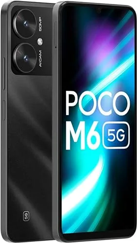 POCO M6 5G (Galactic Black, 4GB RAM, 128GB Storage) | MediaTek Dimensity 6100+ 5G Processor | 5000 mAh Battery + 18W Fast Charging | 50 MP AI Dual-Camera System & Side Fingerprint Sensor - Image 2