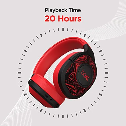 boAt Rockerz 550 Bluetooth Wireless Over Ear Headphones with Mic Upto 20 Hours Playback, 50MM Drivers, Soft Padded Ear Cushions and Physical Noise Isolation (Red) - Image 3