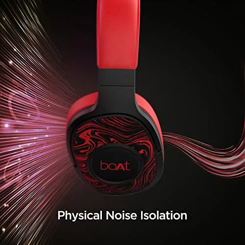 boAt Rockerz 550 Bluetooth Wireless Over Ear Headphones with Mic Upto 20 Hours Playback, 50MM Drivers, Soft Padded Ear Cushions and Physical Noise Isolation (Red) - Image 4