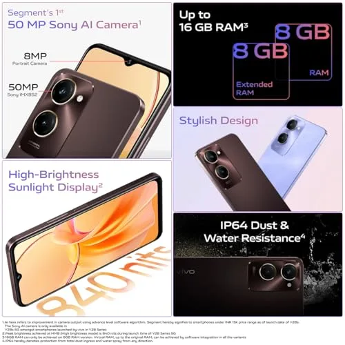 vivo Y28s 5G (Vintage Red, 6GB RAM, 128GB Storage) with No Cost EMI/Additional Exchange Offers - Image 6