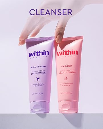 within beauty, skincare, face care, gel cleanser, cream clenaser, makeup remover