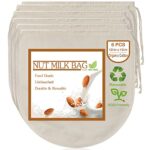 6 Pack 12"x12" Nut Milk Bags - 100% Unbleached Organic Cotton Cheesecloth, Reusable Food Strainer Colander For Straining Almond/Oat Milk, Celery Juice, Cold Brew Coffee, Yogurt and Cheese Making