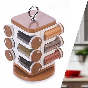 Spice Rack Set, 1.2 Litres/17cm, Set of 12, Brown