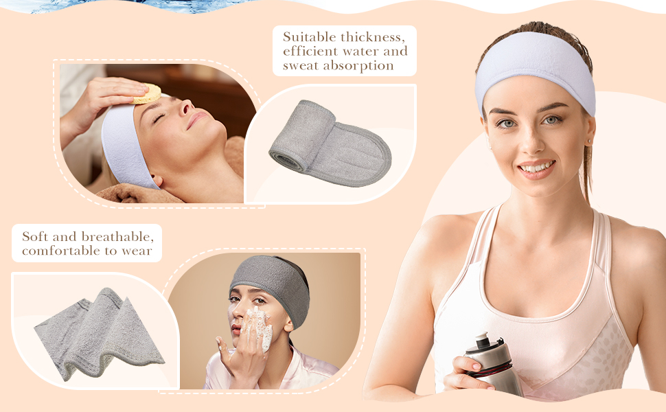 spa facial headband for women makeup head wrap terry cloth towel hair band sponges  brush bowl