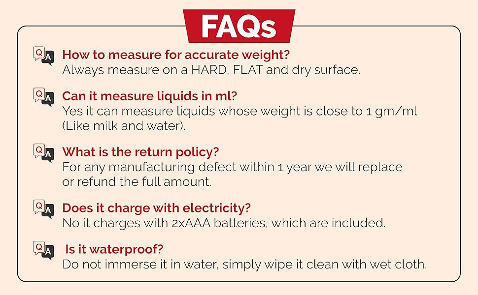 FAQ for kitchen scale