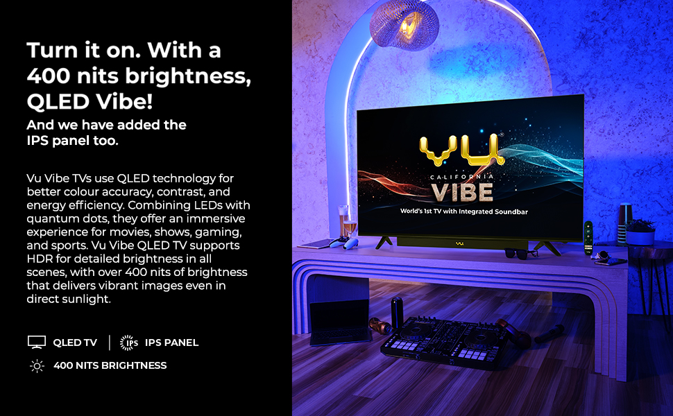 vu vibe tv 2024, vu vibe qled tv 2024, vu vibe tv 400nits brightness