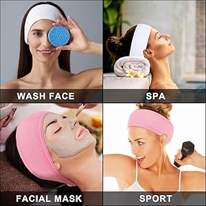 face wash spa facial sports gym yoga headband hair band head wrap terry cloth polycotton reusable