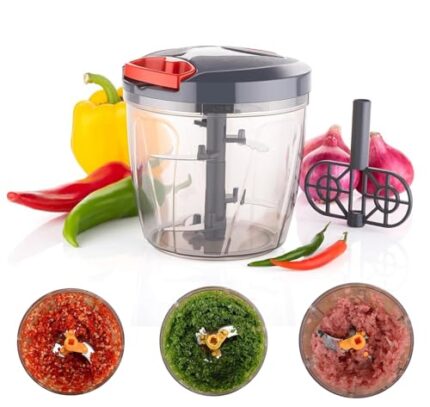 AADHIK 900ml Big Vegetable Cutter, Onion Chopper, Kitchen Dori Handy Vegetable and Fruit Manual Onion Dry Fruit Salad Maker Vegetable Quick String Chopper Machine, Cutter – 3 Stainless Steel Blades