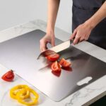 AADHIK Chopping Board Stainless Steel Medium Size Metal Cutting Kitchen,Heavy Duty Choping-Board Vegetable,Fruit Cutter, Meats Vegetable Chopper Boards,Safe Durable -33cm*22cm