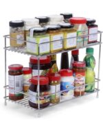 AB99 COLLECTION Stainless Steel 2 Tier Rack Kitchen Storage Rack, Utensils Dishes Jar Holder Rack, Cup & Glass Holder, Spice Rack for kitchen Countertop Rack, Tabletop Rack