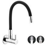 ALTON GRC3836 Brass Sink Cock with Dual Flow Flexible Swivel Spout, Black & Chrome Finish