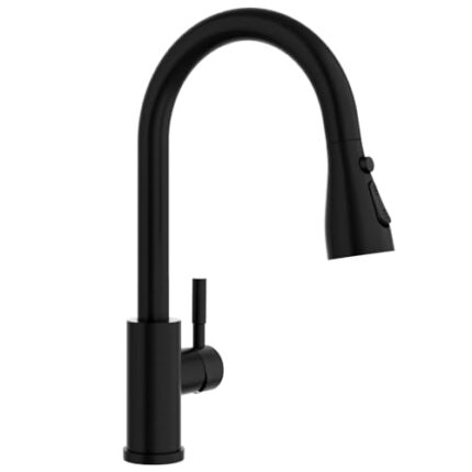 APPASO Black Kitchen Faucet, Modern Kitchen Taps with Pull Down Sprayer 3 Modes, Single-Handle High Arc Gooseneck Kitchen Sink Faucet, Matte Black