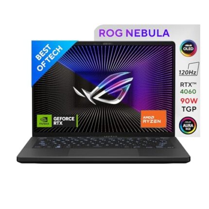 ASUS ROG Zephyrus G14, 14" 3K OLED 120Hz 500nits, AMD Ryzen 9 8945HS Processor, Gaming Laptop (16GB RAM/1TB SSD/NVIDIA GeForce RTX 4060/Windows 11/Office Home/Eclipse Gray/1.5 Kg), GA403UV-QS086WS