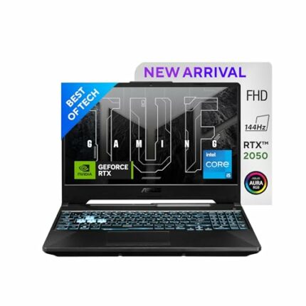 ASUS TUF F15 Gaming Laptop, Intel Core i5-11400H 11th Gen, 15.6-inch (39.62 cm) FHD 144Hz,(16GB RAM/512GB SSD/4GB NVIDIA GeForce RTX 2050/Windows 11/ RGB Backlit KB/Black/2.30 kg), FX506HF-HN025W