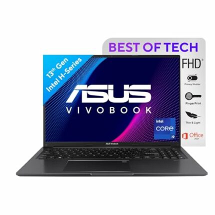 ASUS Vivobook 16 (2023), Intel Core i9-13900H 13th Gen, 16" (40.64 cm) FHD+, Thin & Light Laptop (16GB/1TB SSD/Intel Iris Xe/Win 11/Office 2021/Backlit KB/Fingerprint/Black/1.88 kg), X1605VA-MB957WS