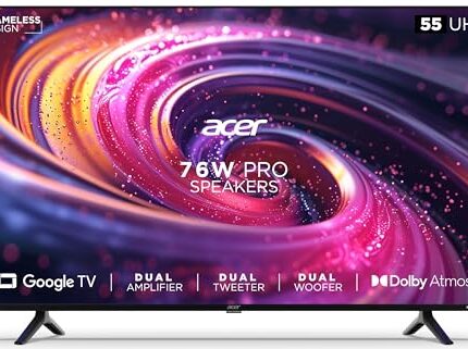 Acer 139 cm (55 inches) H PRO Series 4K Ultra HD Smart LED Google TV AR55GR2851UDPRO (Black)
