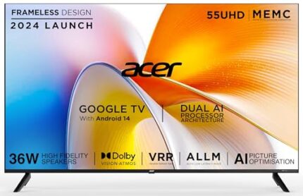 Acer 139 cm (55 inches) I Pro Series 4K Ultra HD LED Smart Google TV AR55UDIGU2875AT (Black)