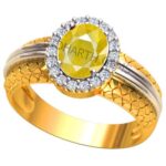 Akshita gems Certified Unheated Untreatet 8.25 Ratti 7.50 Carat A+ Quality Natural Yellow Sapphire Pukhraj Gemstone Ring For Women's and Men's