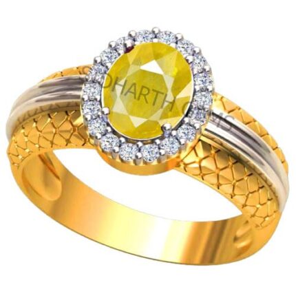 Akshita gems Certified Unheated Untreatet 8.25 Ratti 7.50 Carat A+ Quality Natural Yellow Sapphire Pukhraj Gemstone Ring For Women's and Men's