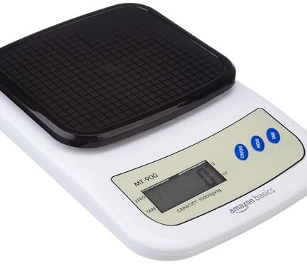 Amazon Basics Portable Digital Weighing Scale for Kitchen | Electronic Weighing Scale With Back light LCD Display and high precision sensors | Range of 1g-10 kg (Black)