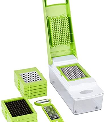 Amazon Brand - Solimo 11-in-1 Stainless Steel Multipurpose Vegetable and Fruit Chopper, Green