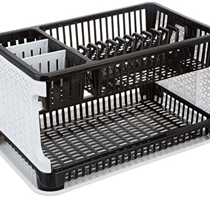 Amazon Brand - Solimo Plastic Dish Drainer, (Black , 51 cm * 33 cm * 27.2 cm)