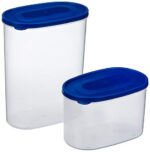 Amazon Brand - Solimo Set of 2 Kitchen Storage Containers (1650 ml, 950 ml), Blue(Plastic)