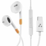 Ambrane Wired Type C in Ear Earphones with in-line Mic for Clear Calling, 1.2M Cable, 14mm Dynamic Drivers for BoostedBass, Multi-Functional Controller for Type C Enabled Mobiles (Stringz 02, White)