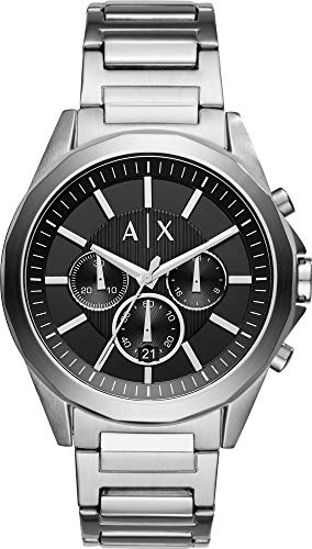 Armani Exchange Analog Black Dial Silver Band Men's Stainless Steel Watch-AX2600