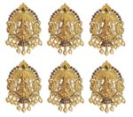 Arnavira® Gold Plated Antique Hair Jewelery Choti Jadai Billai,Hair Brooch With Hook Temple Jadai Wedding Bridal Jewellery (6 Pcs) (Design 01, Red Green)